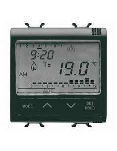 Gewiss GW12703 2-module 230VAC Chorus flush-mounted chronothermostat, black